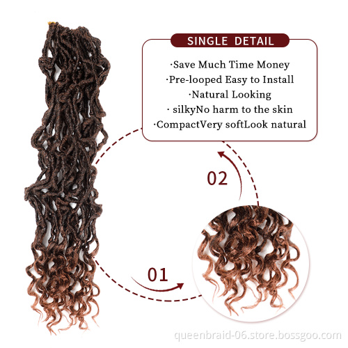 24 inch Nu Locs Crochet Braid Goddess Curly Wavy Braid Braid Synthetic Collection Extended Hair